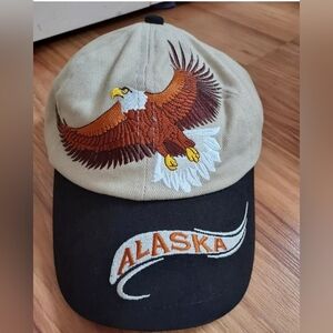 Alaska Arctic Circle Hat Eagle American Black Tan Strapback Embroidered Cap